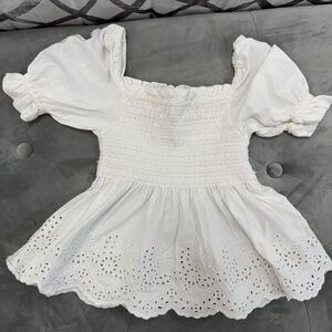 Polo by Ralph Lauren white smocked top with broderie